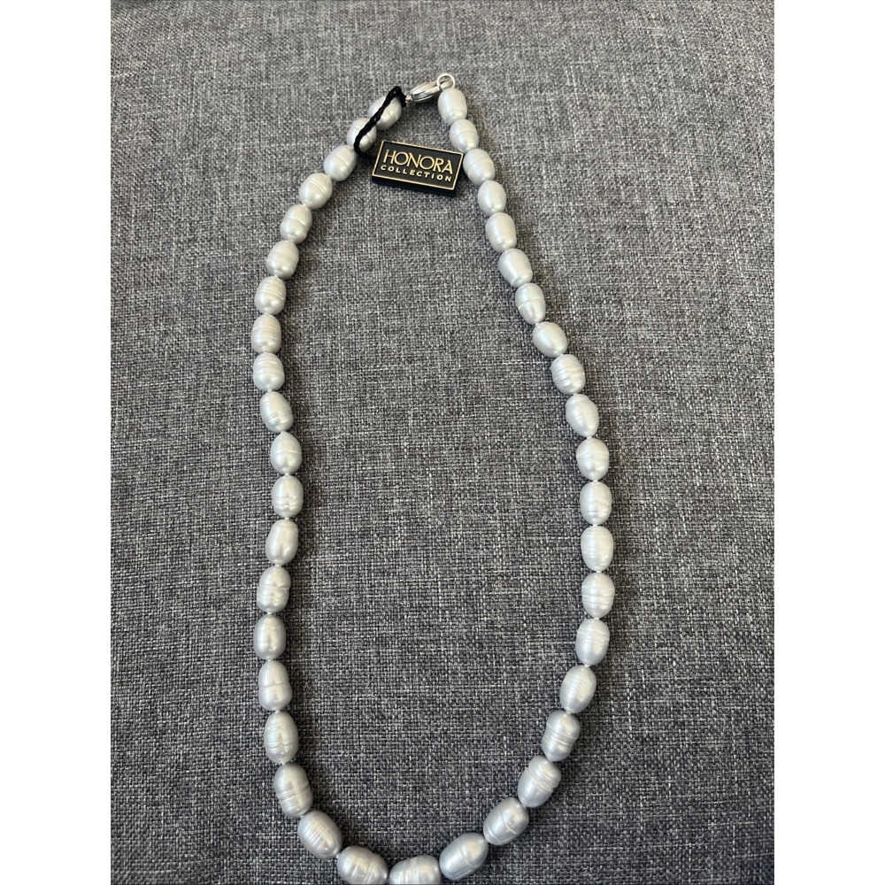 Honora Freshwater Pearl Necklace White Gray Peacock Pearls Sterling  18" (6)